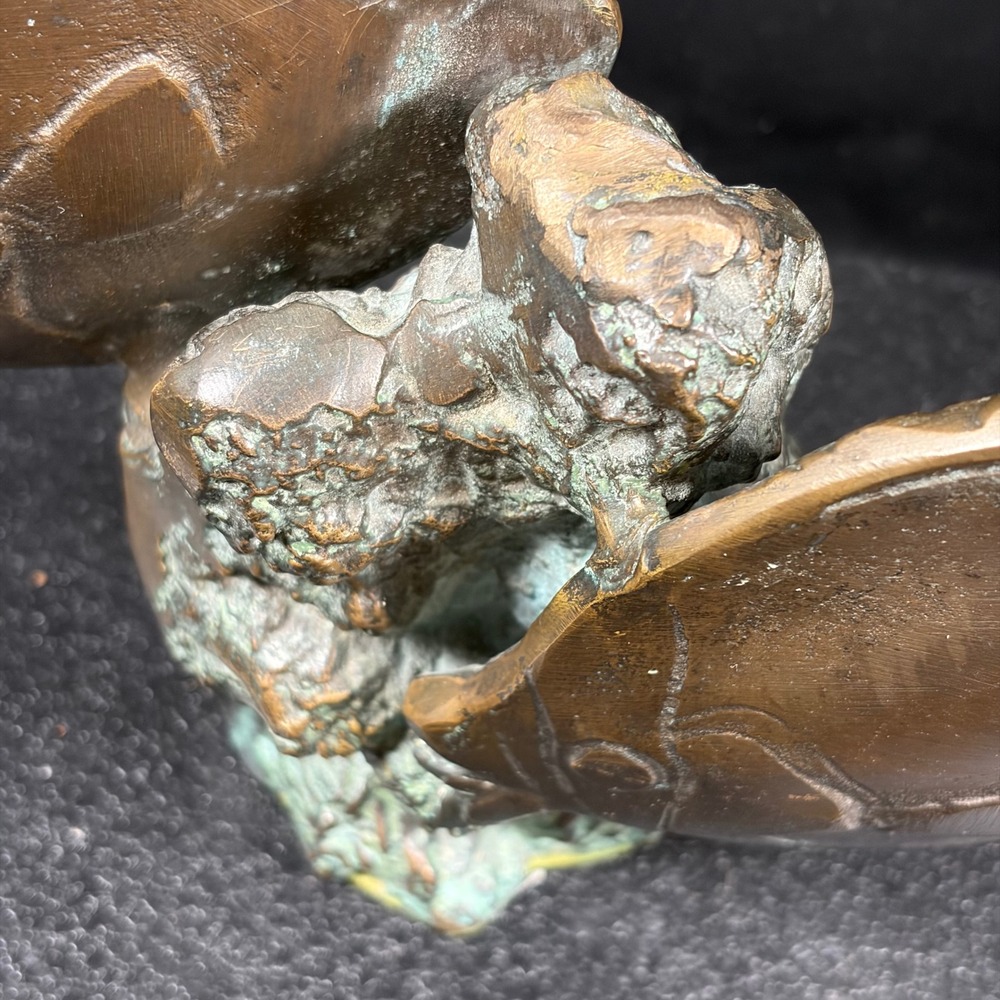 Vintage Bronze Angel Fish Sculpture Tropical Sea Life Coral Reef Verdigris 6x8 - Picture 7 of 15